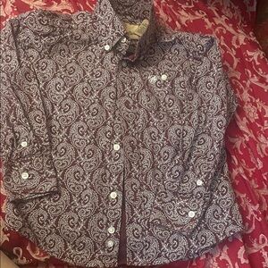 Wrangler Burgundy and White Paisley Button-Down Shirt